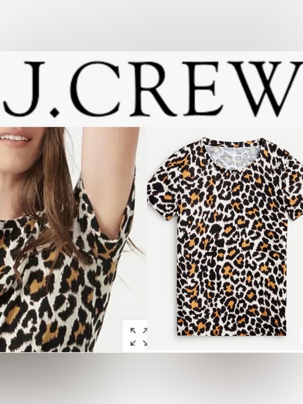 J. Crew Vintage T Leopard Print Short Sleeve T- shirt